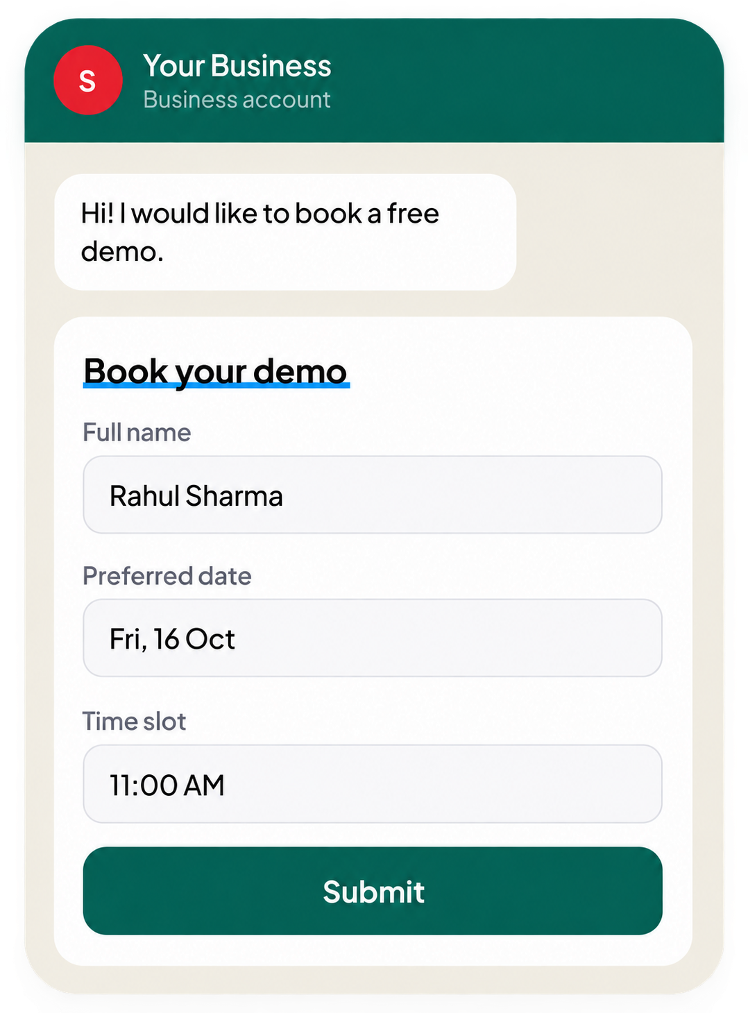 Collect details with forms inside WhatsApp